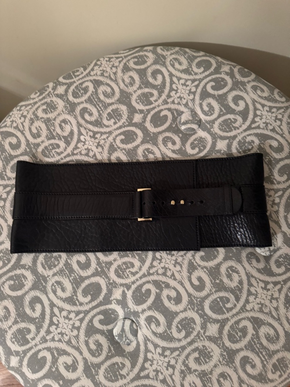 J Brand Black Leather waist Belt with gold buckle